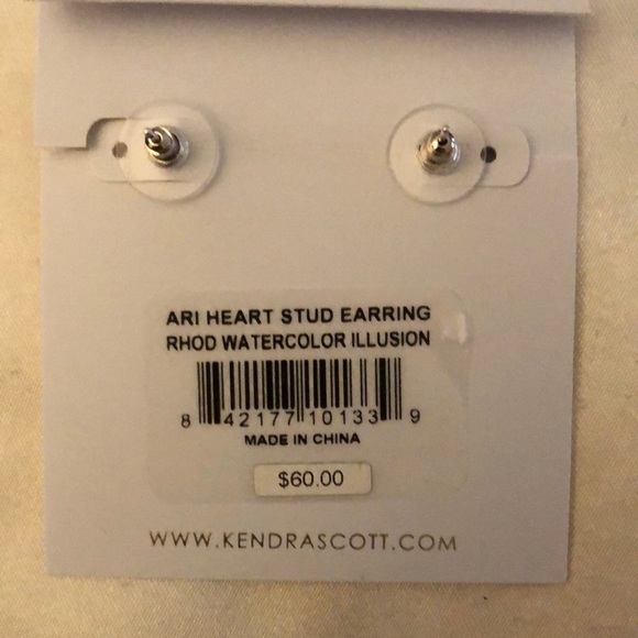 Kendra Scott Ari Rhodium Plated Watercolor Illusion Heart Stud Earrings NWT - Picture 14 of 14